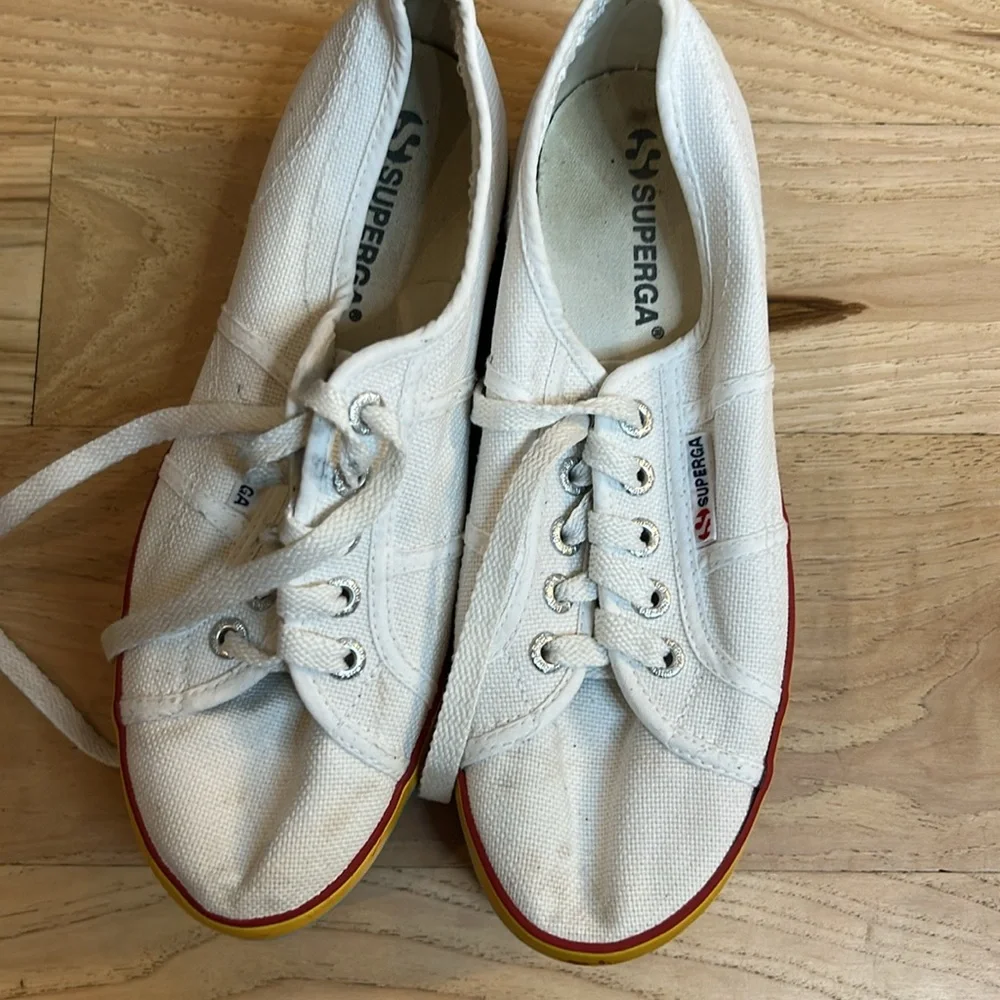 Superga women's size 37.5 rainbow platform sneakers